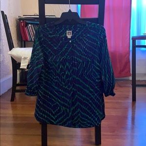 Blue and green blouse